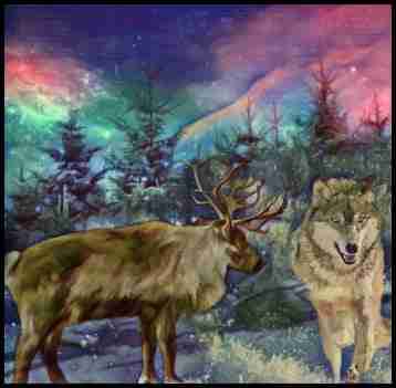Caribou & wolf ghosts