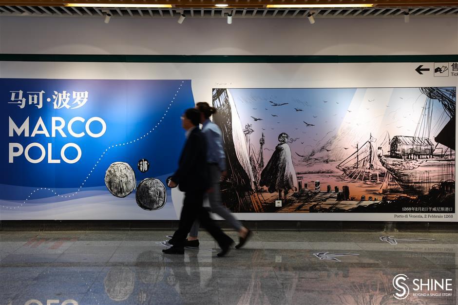 Exhibition on Marco Polo opens in Shanghai Metro station