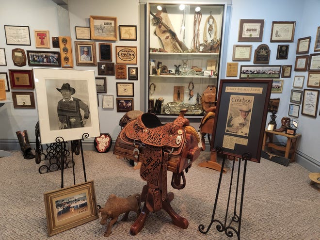 A collection of memorabilia, relics and other items in the Alvin G. Davis room in the Garza County Historical Museum in Post.