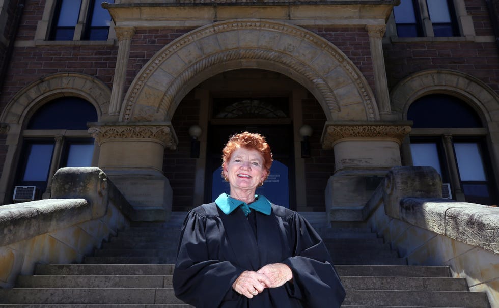 Judge Luann Cooperrider is pictured in front of the Perry County Courthouse on June 30.