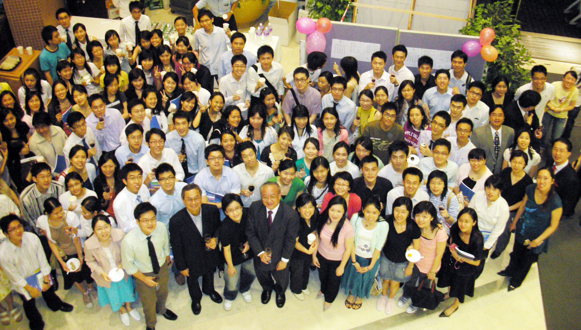 Joseph Lau (front, centre) surrounded by Chinese University medical students at their graduation party in 2007. Photo: Handout