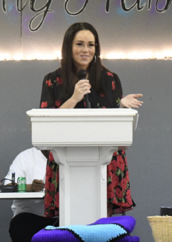 UNITE Bell County Chairperson Jeannette Lam speaks during Monday’s event.