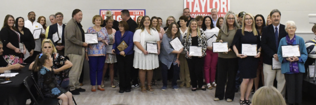 A large group of individuals and organizations recognized for their efforts in the prevention, treatment and recovery of substance use disorders at UNITE Bell County’s Celebration of Community Heroes Monday at the Crater City Hub.