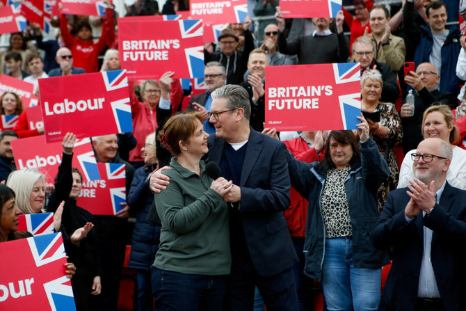 Britain's Labour Party leader Keir Starmer with East Midlands' new mayor, Claire Ward, on May 4, 2024. (REUTERS) Electoral comeuppance for moral leadership failures