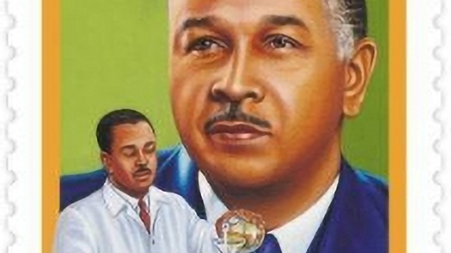 A commemorative stamp issued by the United States Postal Service