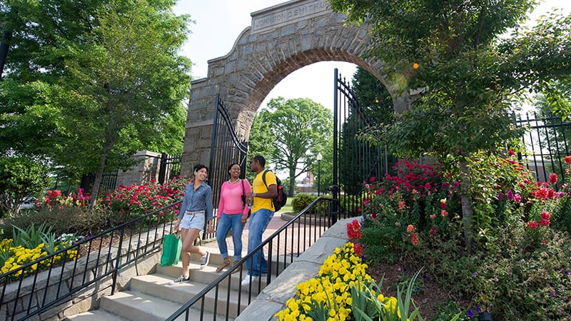 students at jcsu campus in spring