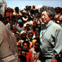 The UNHCR Sadako Ogata visits Somali refugees in Ethiopia in july 1991.