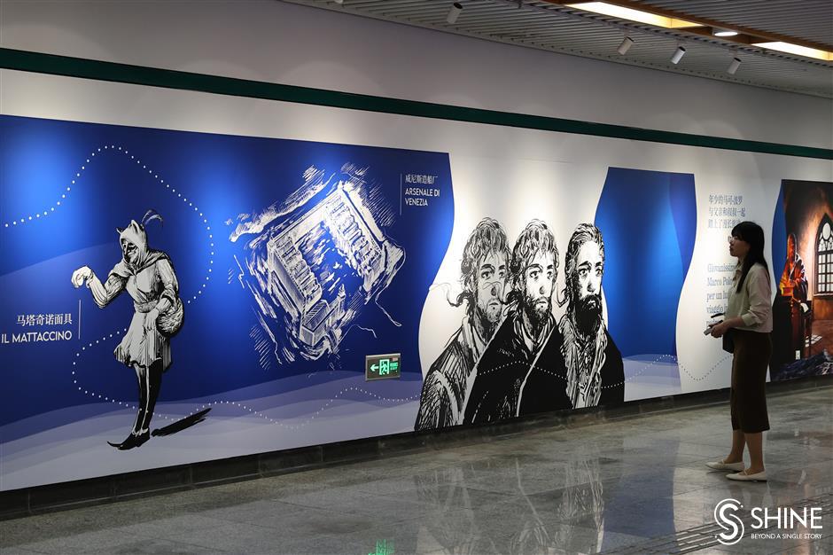 Exhibition on Marco Polo opens in Shanghai Metro station