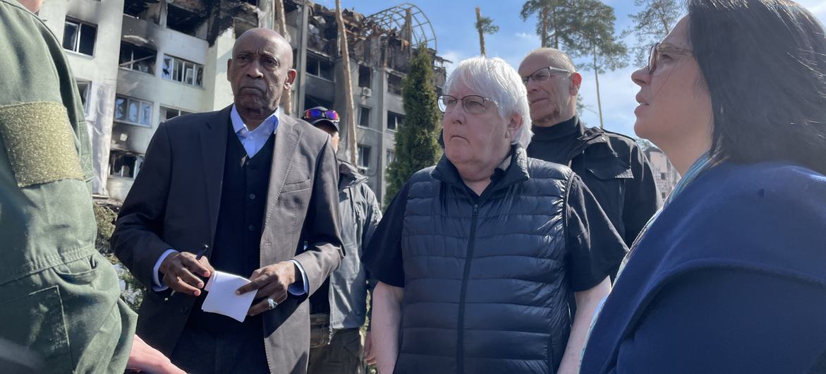 United Nations Emergency Relief Coordinator and Under Secretary-General for Humanitarian Affairs Martin Griffiths in Irpin, Ukraine on 7 April 2022. United Nations Emergency Relief Coordinator and Under Secretary-General for Humanitarian Affairs Martin Griffiths in Irpin, Ukraine on 7 April 2022.