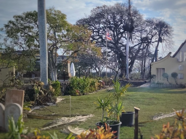 The historic Waiola (Waineʻe) cemetery in Lanahai after the fires destroyed the nearby Waiola church.