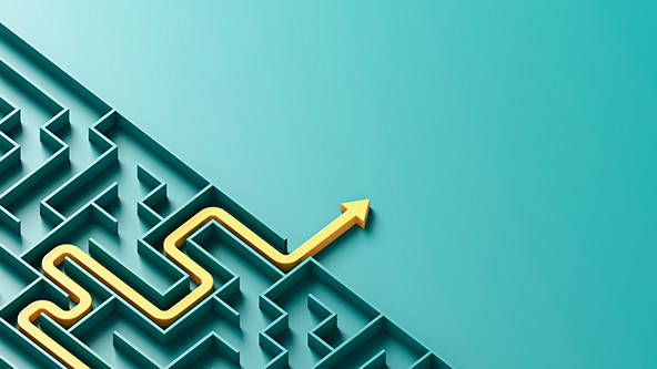 Yellow arrow making a path across a maze