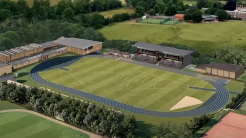 University of Oxford A CGI image of the new Oxford blue running track