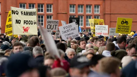 PA Protesting farmers outside Senedd