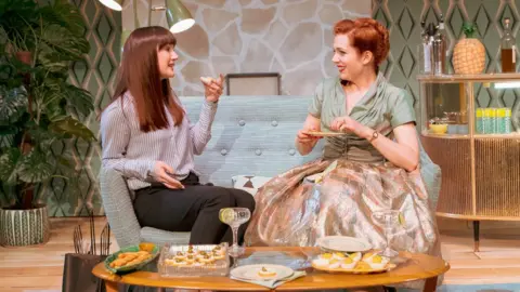 Manuel Harlan Sara Gregory and Katherine Parkinson in Home, I'm Darling