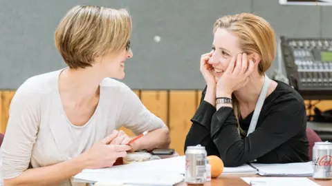 Manuel Harlan Director Tamara Harvey (left) and writer Laura Wade in the rehearsal room
