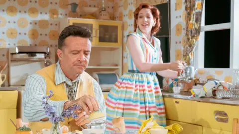 Manuel Harlan Richard Harrington and Katherine Parkinson in Home, I'm Darling