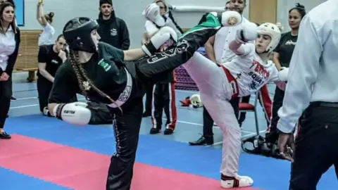 Inspire Photography / Kate Swaby Stacey Davey competing in the kick boxing Gloucestershire Open 2018