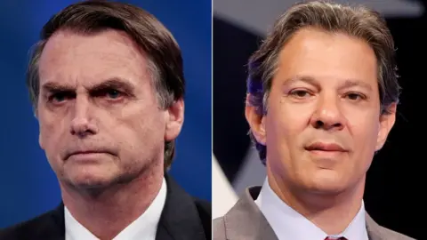 Reuters Composite photo of Jair Bolsonaro (left) and Fernando Haddad (right)