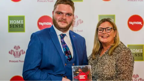 The Prince's Trust Ryan Pleijzier collecting his award