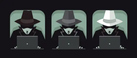 Getty Images Black, grey and white hat hackers.