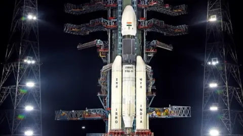 EPA The rocket that will carry the Chandrayaan-2 satellite