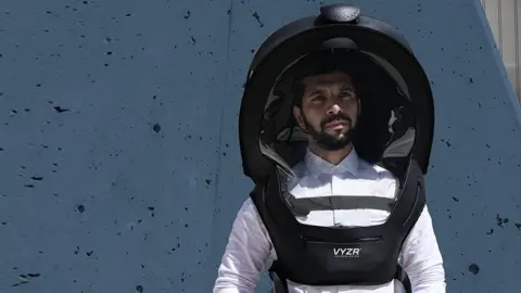 VZYR Technologies Yezin Al-Qaysi wearing his helmet