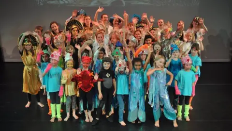 Best Theatre Arts A large group of performers on the stage at Best Theatre Arts in St Albans