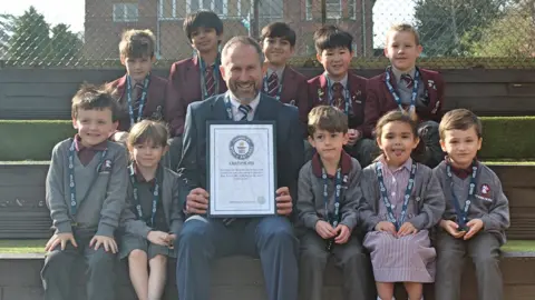 St Edward's Prep St Edward's Prep pupils with Guinness World Records certificate