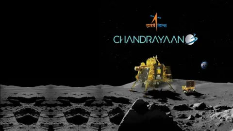ISRO An Isro graphic of the lander and rover on the Moon