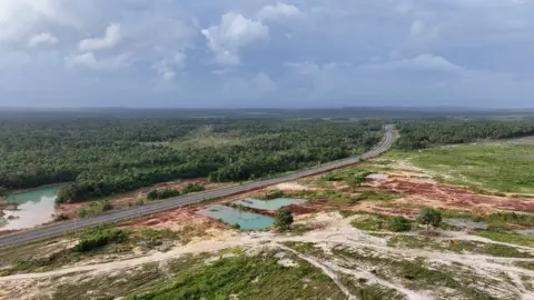 BBC/ Benjamin Begley A drone shot of the Dara Sakor development project