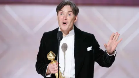 Getty Images Cillian Murphy accepts the award for Best Performance by a Male Actor in a Motion Picture Drama for "Oppenheimer" at the 81st Golden Globe Awards held at the Beverly Hilton Hotel on January 7, 2024 in Beverly Hills, California