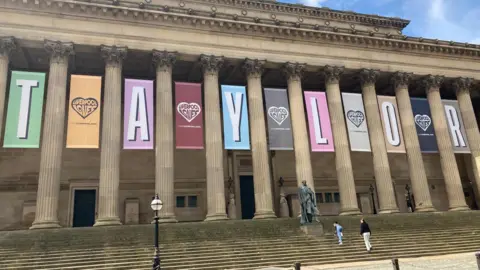 Taylor Swift banner on St George's Hall