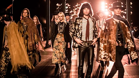 Saint Laurent’s maxi skirts and turbans prove that the haute-hippy 1970s are back in a big way (Francois Durand/Getty Images)