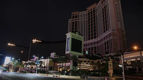 Getty Images Even the bright lights of Las Vegas have dimmed as casinos have closed their doors due to Covid-19 (Credit: Getty Images)