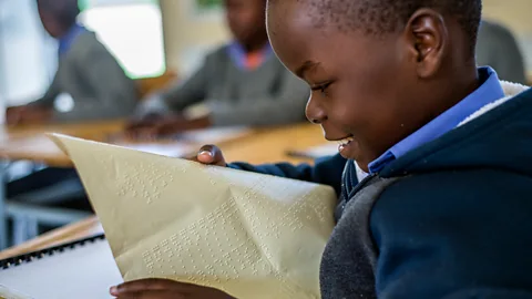 Getty Images There are many ways to enjoy reading. In this Namibian school, blind and visually impaired children learn the Braille script (Credit: Oleksandr Rupeta/NurPhoto/Getty Images)