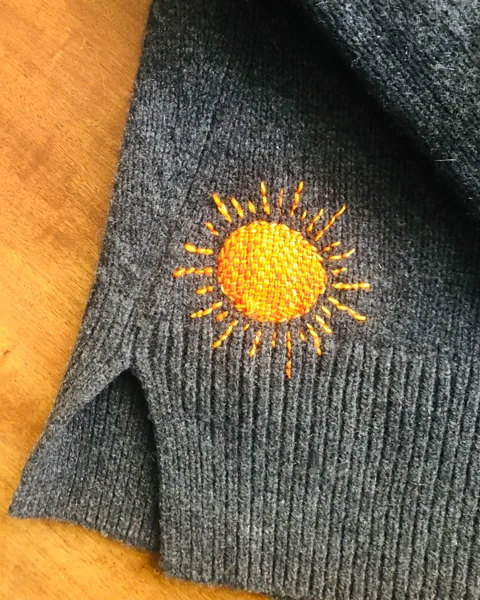 Tessa the Dresser Visible mending, such as this stitching by Tessa Solomons, is an increasingly popular way to repair much-loved garments (Credit: Tessa the Dresser)