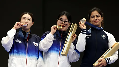 Getty Images Kim Yeji has won a silver medal at the 2024 Paris Olympics – and become an internet sensation for her calm demeanour under pressure (Credit: Getty Images)