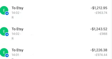 List of payments from Jack's phone for various amounts in dollars ($1,226.38, $1,243.52 etc)