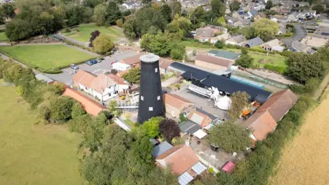 Historic England A drone shot of the exterior of Waltham Windmill