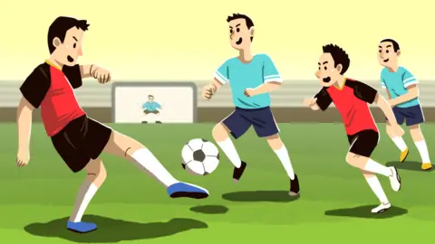 BBC Illustration of the boys playing football