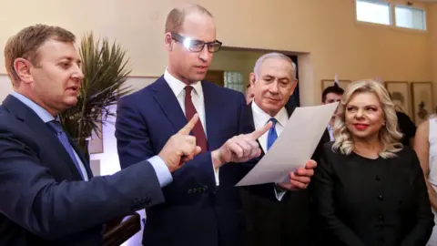 Getty Images The UK's Prince William tests out some Israeli technology on his recent visit to Israel