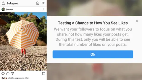 Courtesy Facebook An example of an Instagram 'like' test notification
