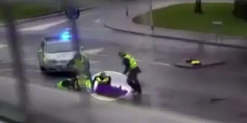 BBC Mobile phone image of police restraining Sheku Bayoh