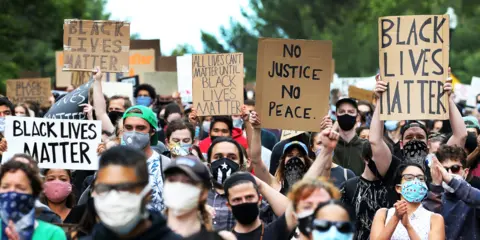 Getty Images Black Lives Matter protest in the US - prompted by the death of George Floyd in Minneapolis on 25 May 2020