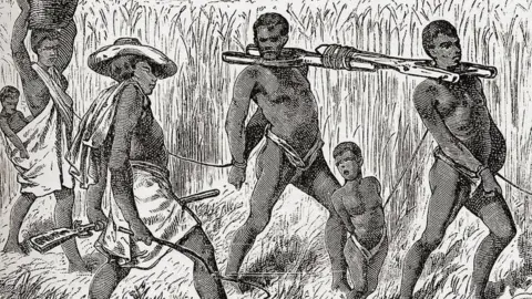 Getty Images Slave Driving In Africa In The 19Th Century. From Africa By Keith Johnston, Published 1884.
