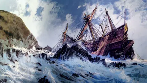 Tony Boyle/The Tower Museum Painting of the sinking of La Trinidad Valencera