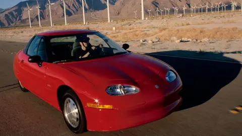 Getty Images General Motors' environmentally friendly electric car, the EV1, January 1998