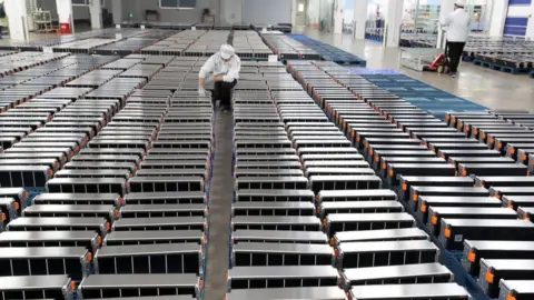 Getty Images Xinwangda Electric Vehicle Battery Co. Ltd, which makes lithium batteries for electric cars and other uses, in Nanjing in China's eastern Jiangsu province