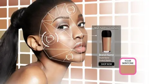 Perfect Corp A woman of colour shown using the Perfect Corp app