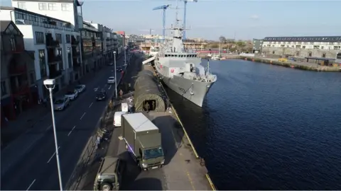 Irish Defence Forces Irish Naval Ship moored in port